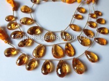 Frosted Madeira Citrine Far Faceted Pear Shape Beads
